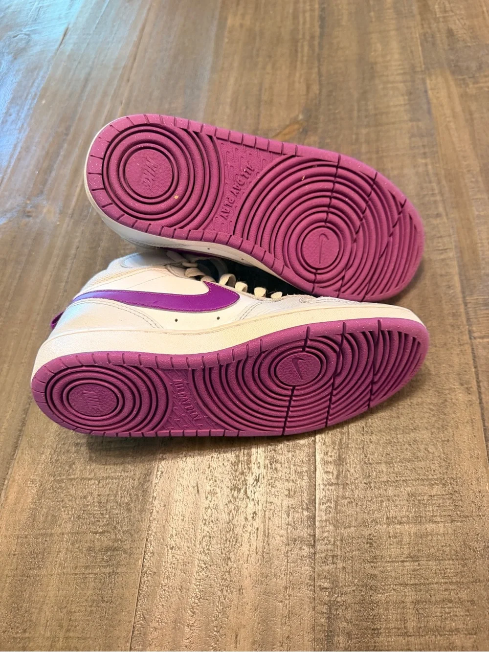 Nike Court Borough Mid 2 GS Pure Platinum Vivid Purple Girl's SZ 4.5Y CD7782-009